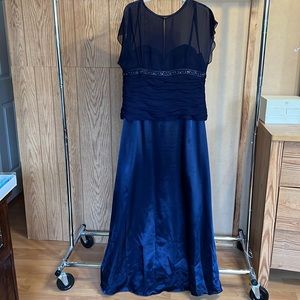 Sequined Navy Blue Maxi Gown